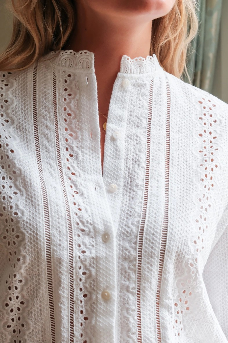 Blouse coton avec broderie dentelle - LOVE